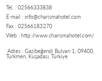 Charisma De Luxe Hotel iletiim bilgileri